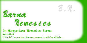 barna nemcsics business card